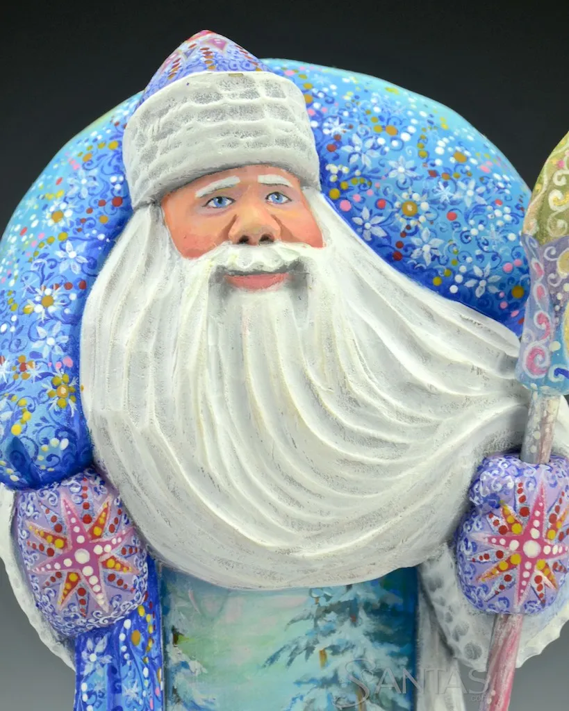 8 inch Light Blue Scenic Russian Santa