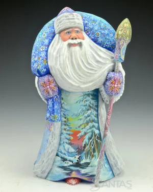 8 inch Light Blue Scenic Russian Santa