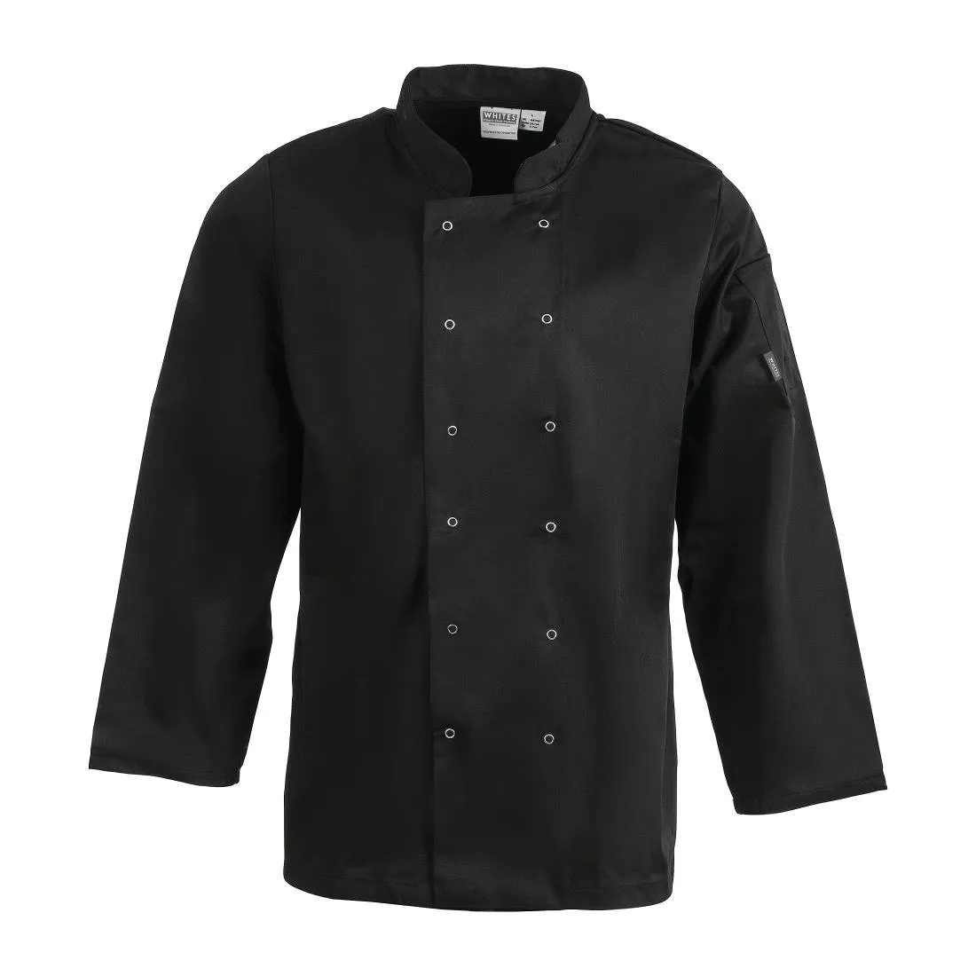 A438-M Whites Vegas Unisex Chefs Jacket Long Sleeve Black M