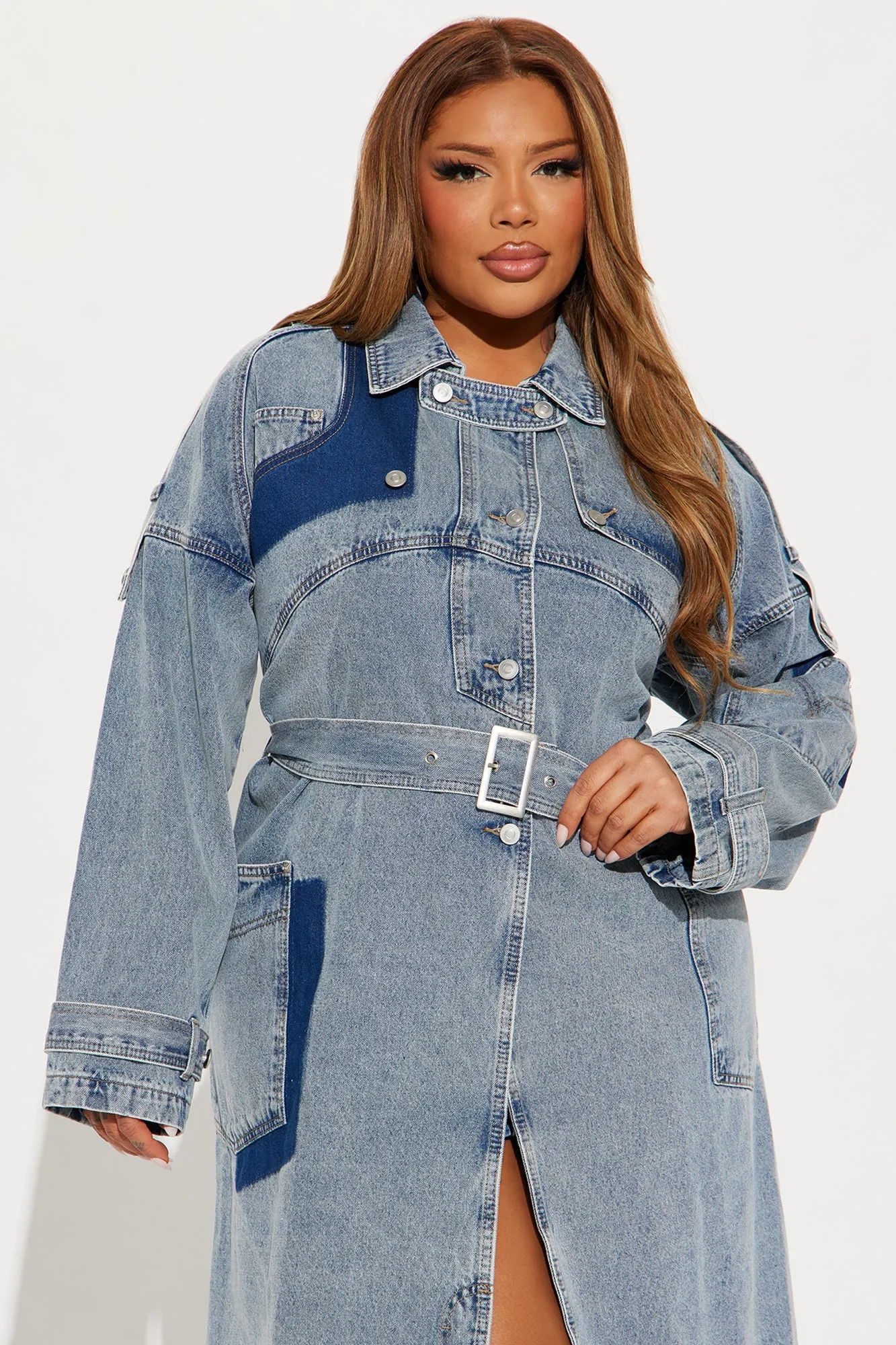 All Mixed Up Denim Trench - Light Wash