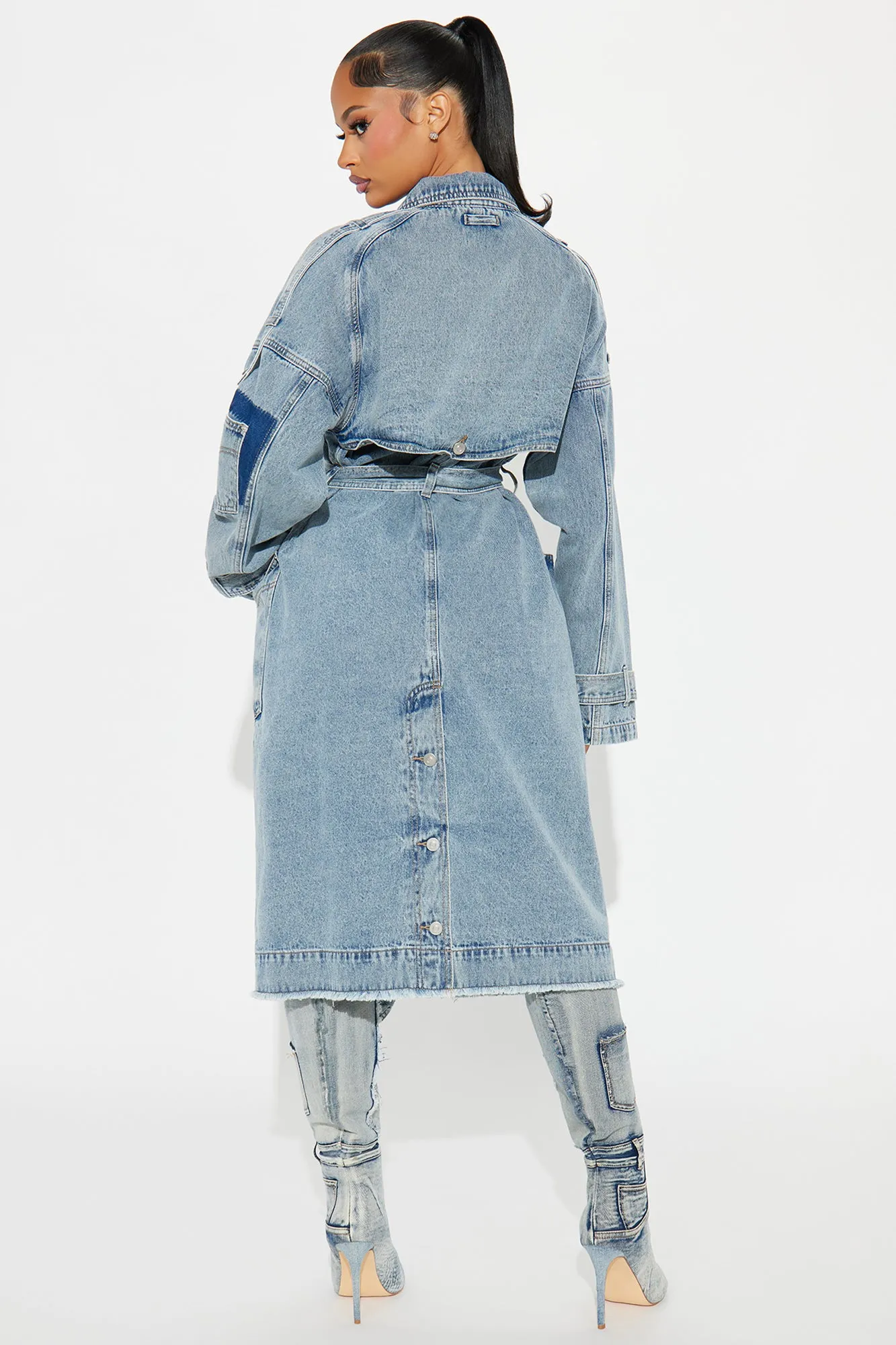 All Mixed Up Denim Trench - Light Wash