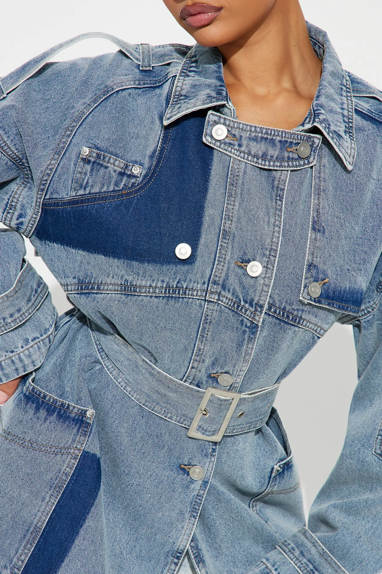 All Mixed Up Denim Trench - Light Wash