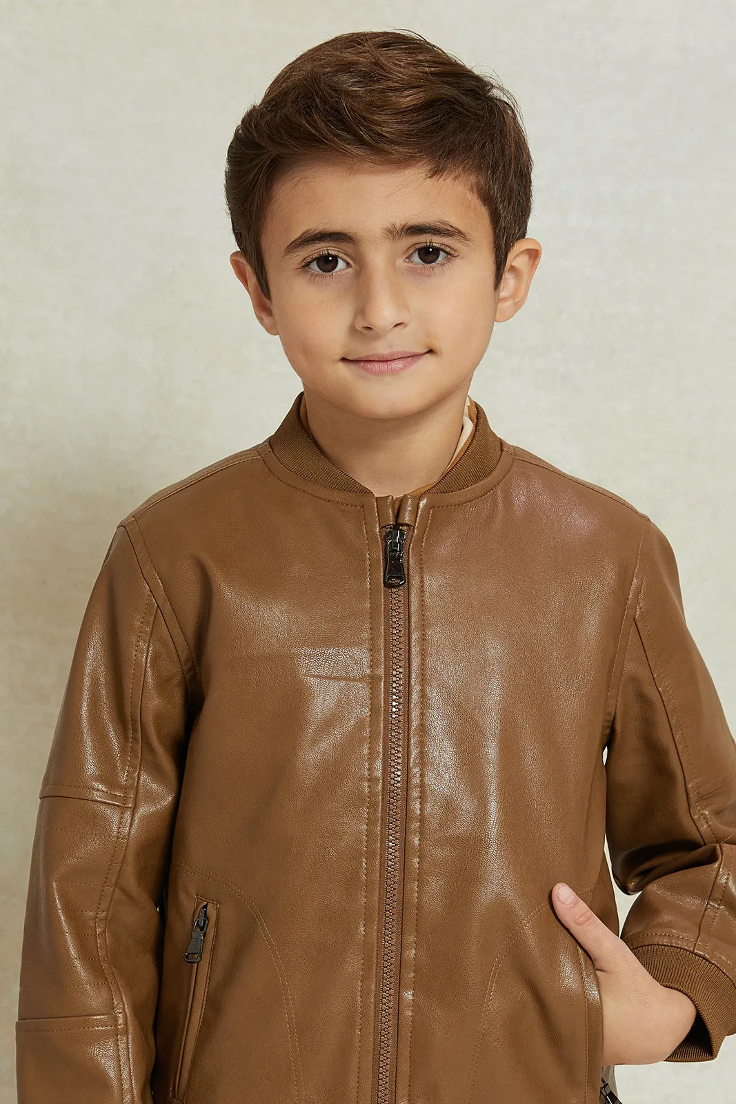 Boys Brown Bomber Jacket