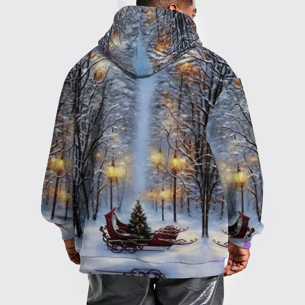 Christmas Festival Winter Snow Graphic Pullover With Kangaroo Pocket Hoodies