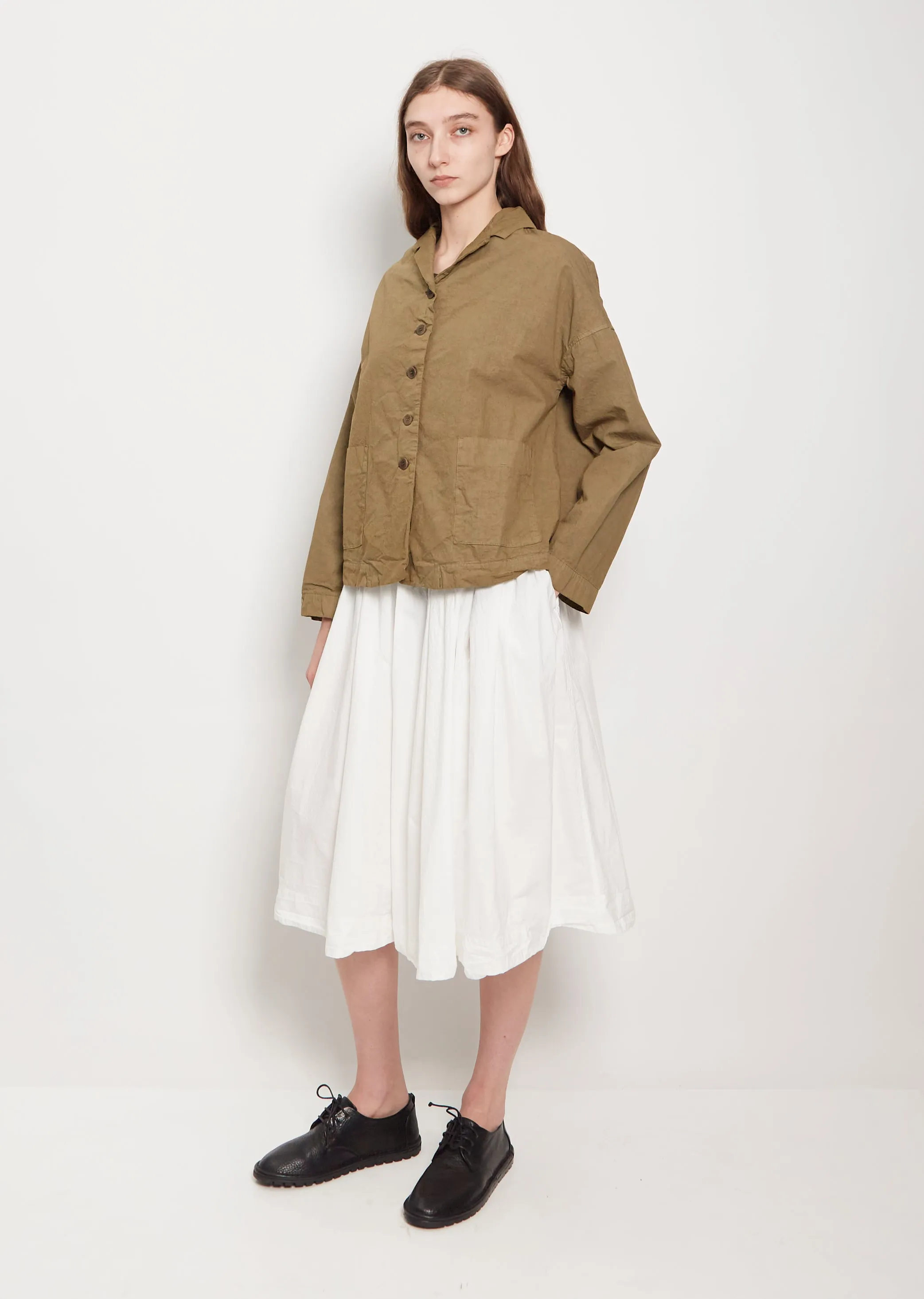 Cotton Canvas Loose Blazer — Khaki