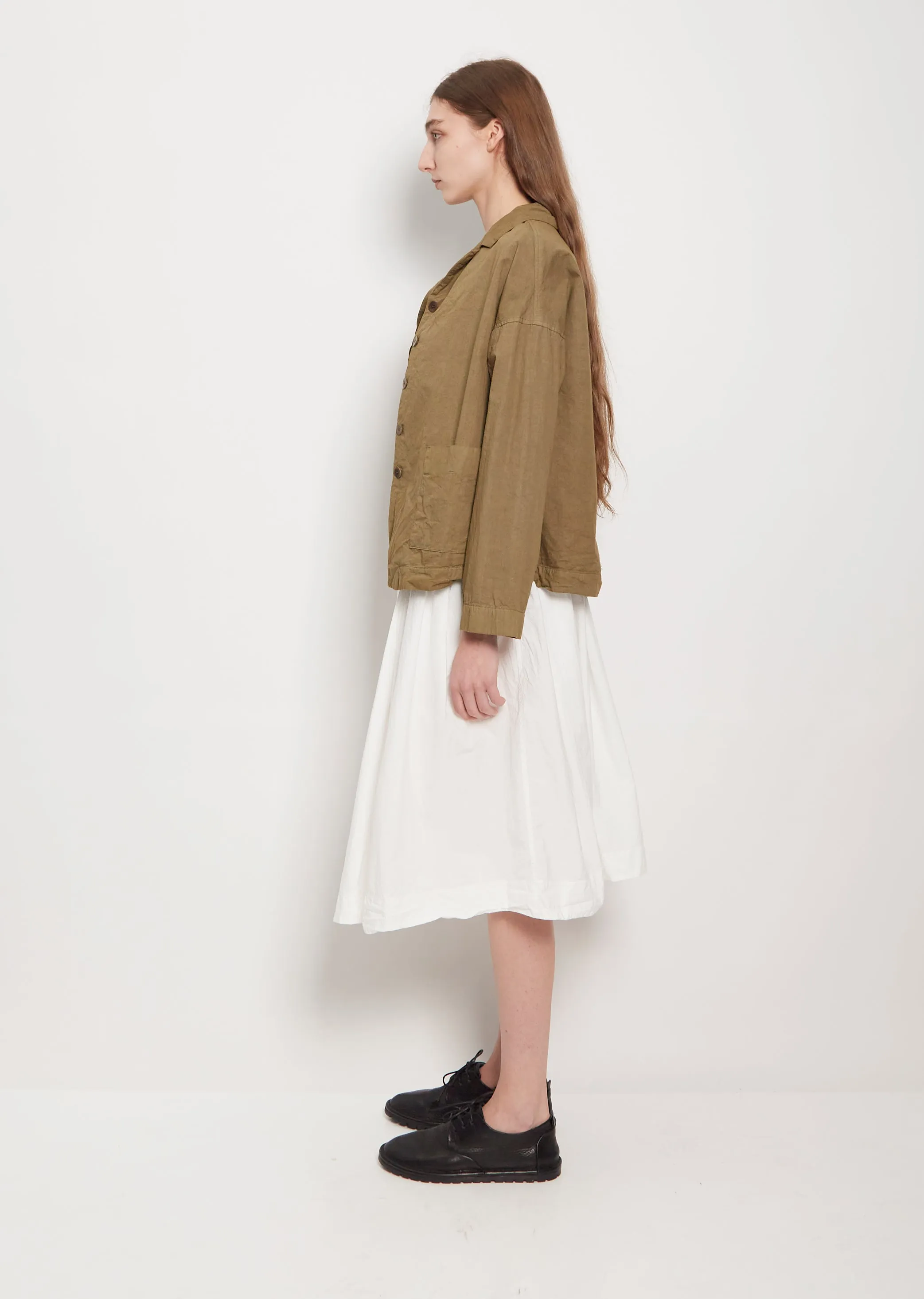 Cotton Canvas Loose Blazer — Khaki