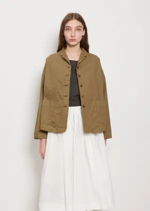 Cotton Canvas Loose Blazer — Khaki