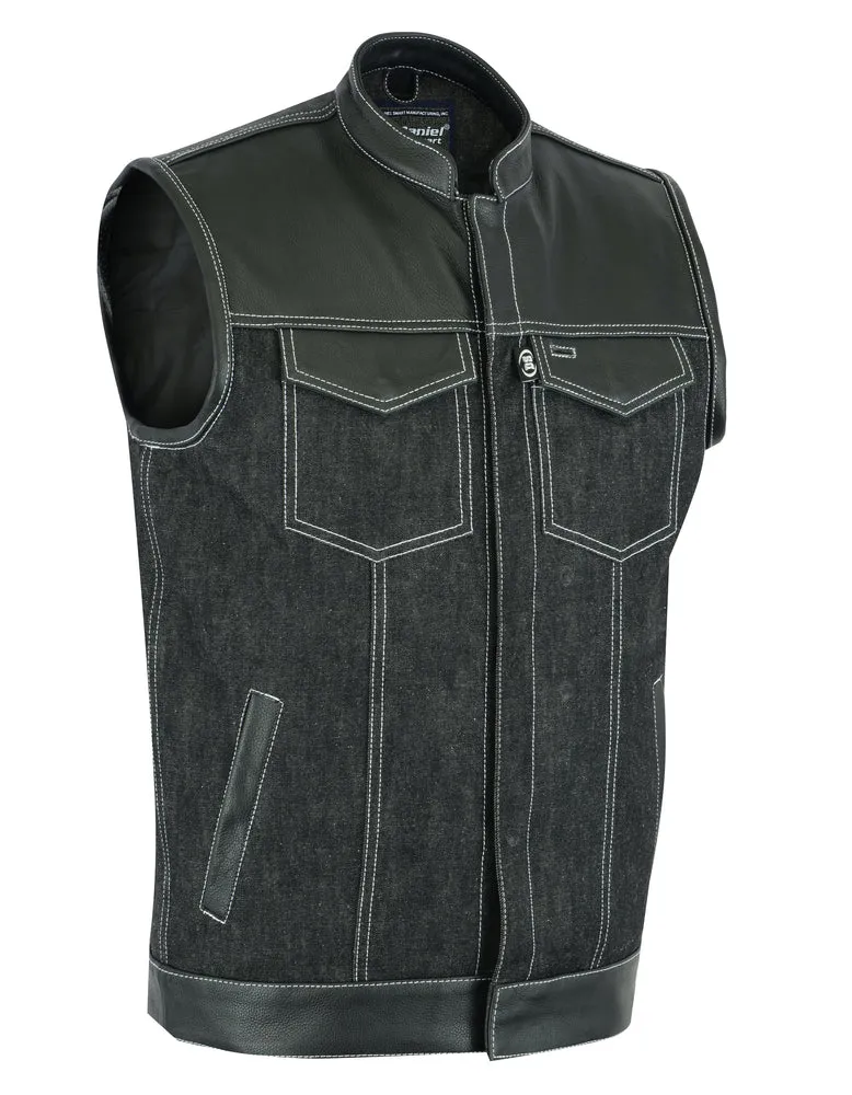 DM900 Men's Leather/Denim Combo Vest