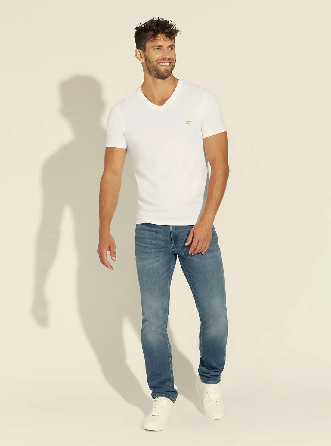 Eco White V-Neck Basic T-Shirt