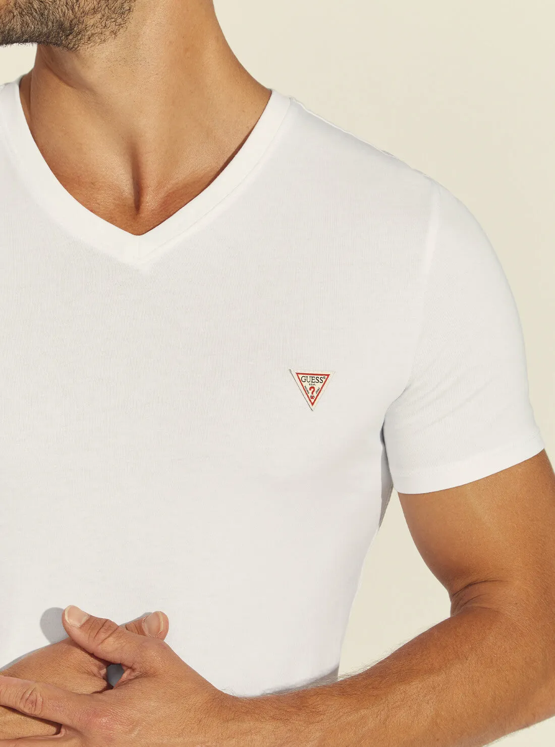 Eco White V-Neck Basic T-Shirt