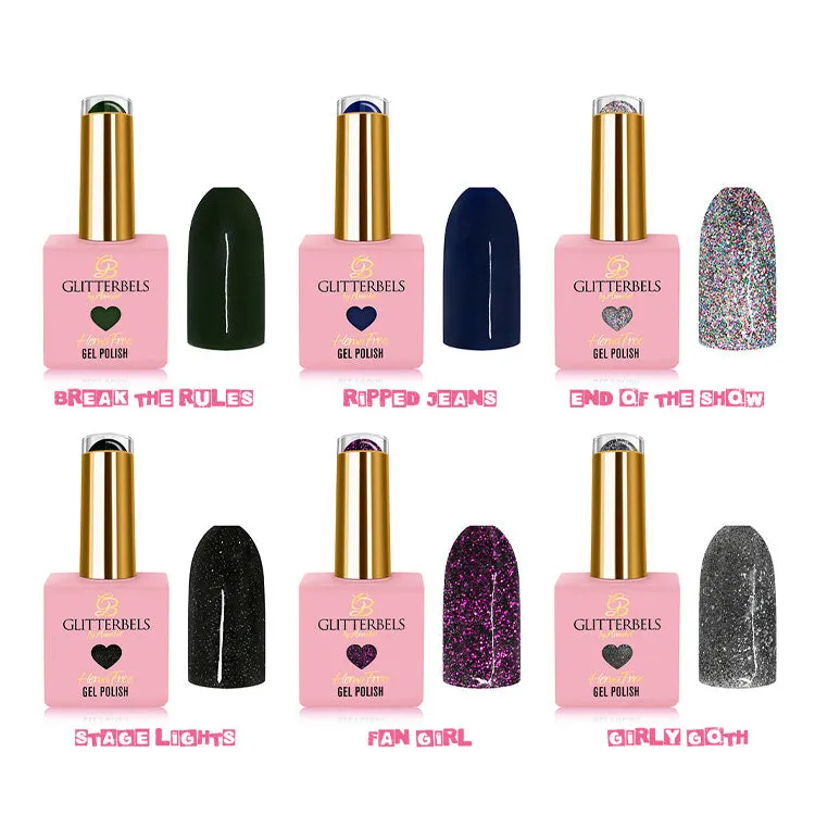 Glitterbels Gel Polish Hema Free Rock Chick 6 Piece Collection