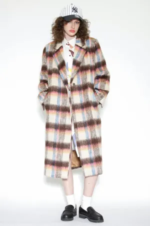 Heavy Wool Beige Plaid Coat