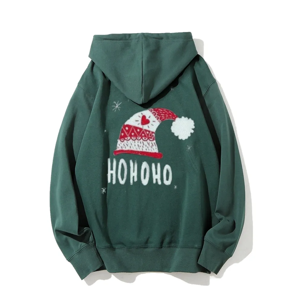 Holiday Christmas Hat Graphic Pullover With Kangaroo Pocket Hoodies