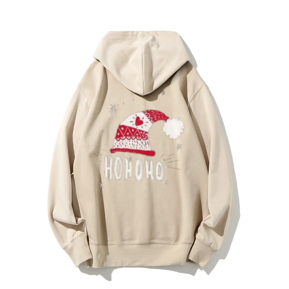 Holiday Christmas Hat Graphic Pullover With Kangaroo Pocket Hoodies