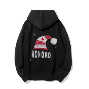 Holiday Christmas Hat Graphic Pullover With Kangaroo Pocket Hoodies