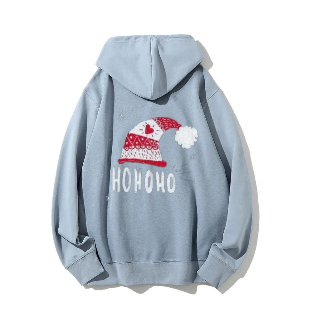 Holiday Christmas Hat Graphic Pullover With Kangaroo Pocket Hoodies