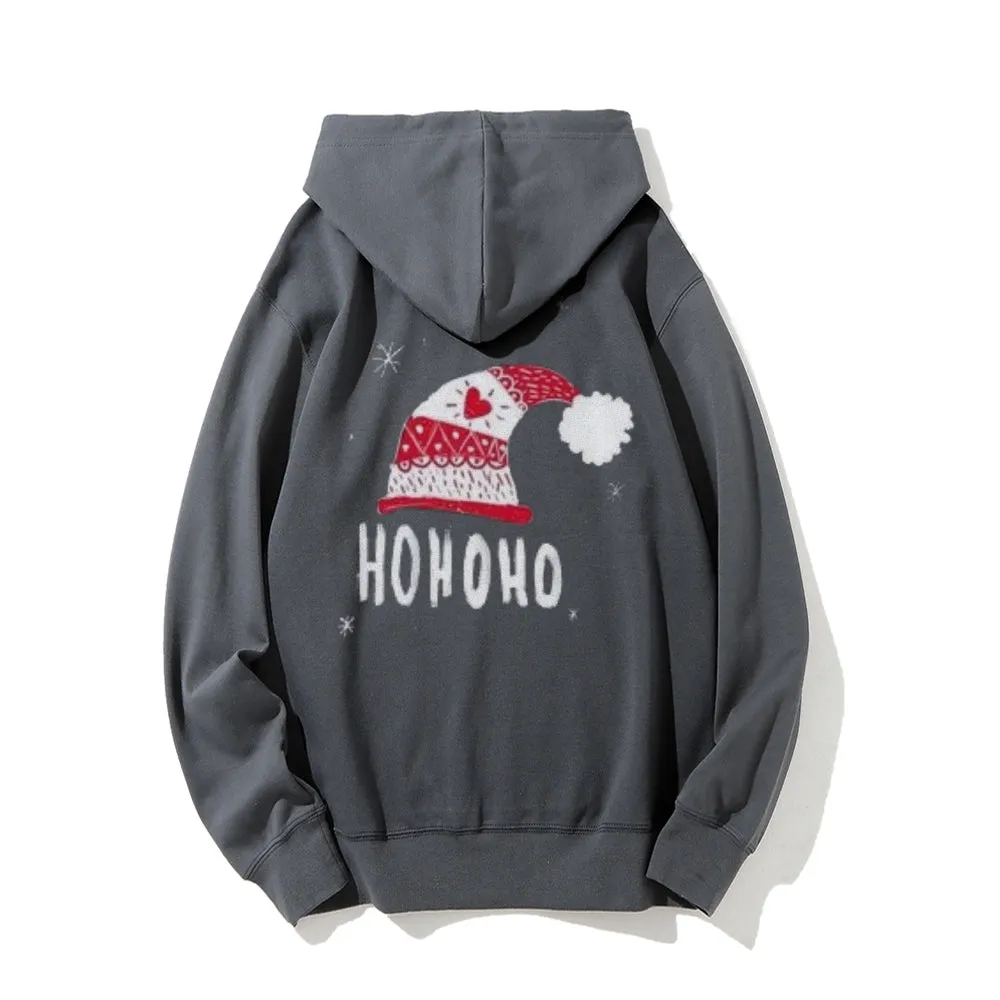 Holiday Christmas Hat Graphic Pullover With Kangaroo Pocket Hoodies