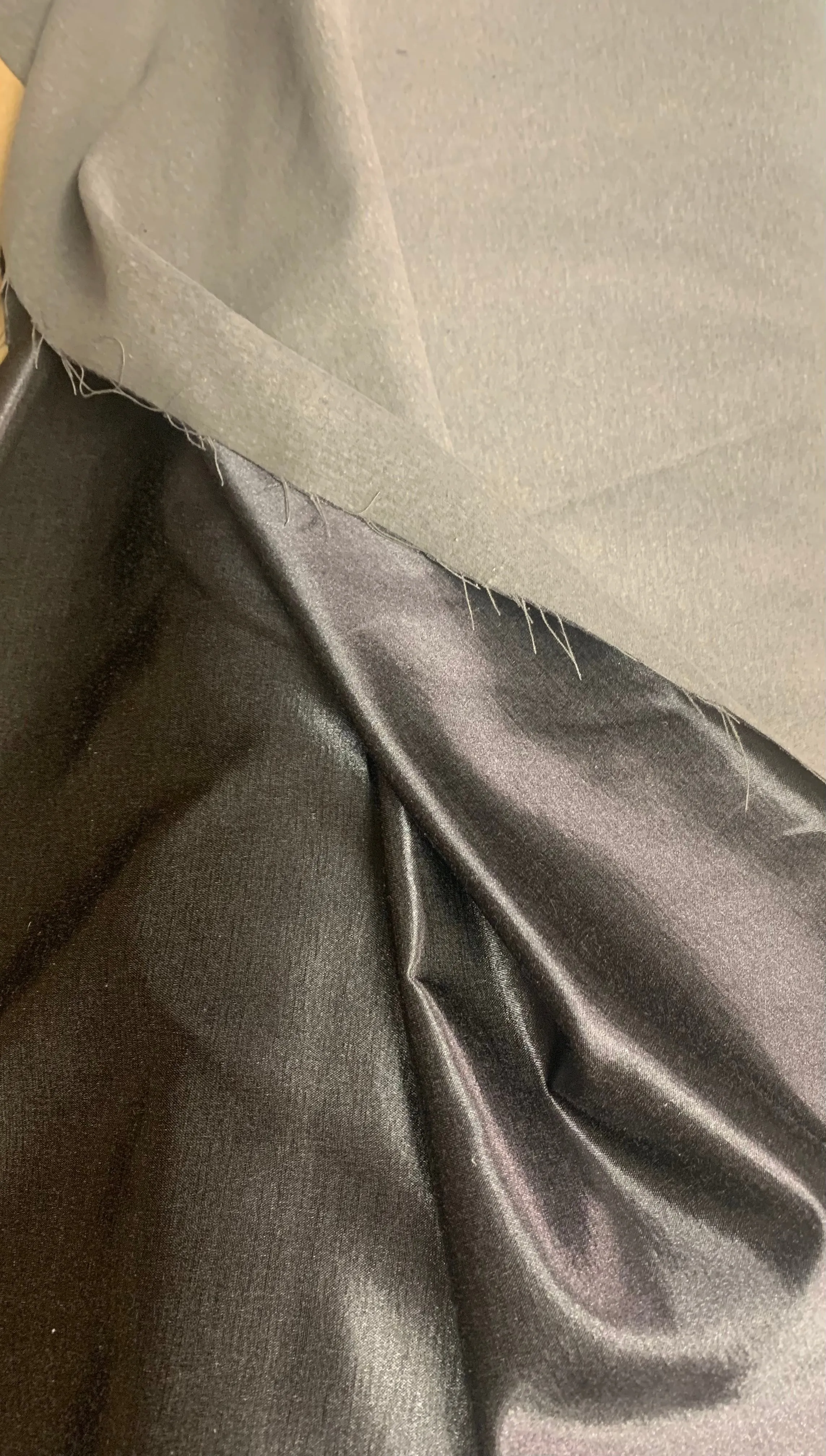 Kasha Satin Lining CHARCOAL LIGHTWEIGHT