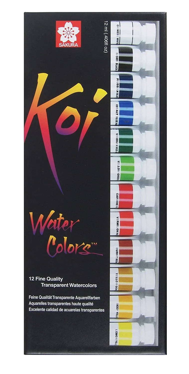 KOI WATERCOLOURS 12 PC TUBE SET