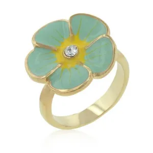 Light Blue Enamel Floral Ring