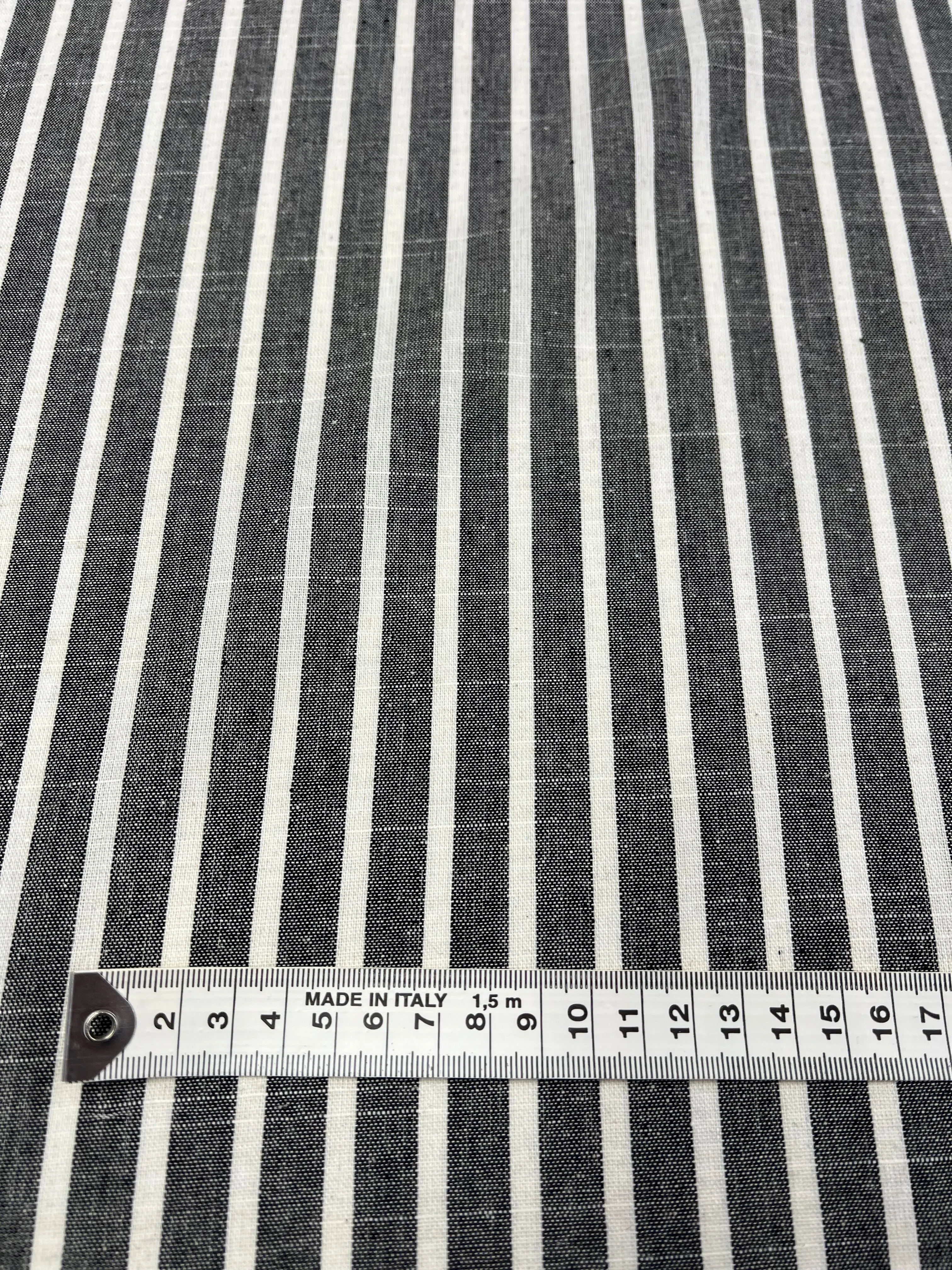 Linen Cotton - Dark Grey Stripe - 145cm