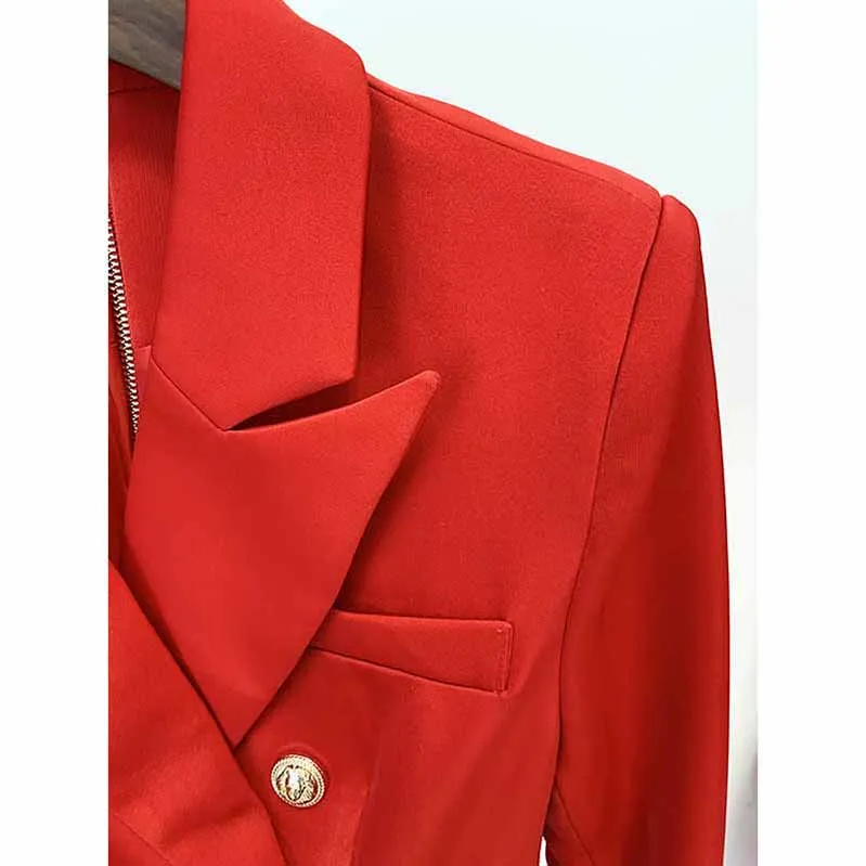 Long Red Blazer Jacket Womens Red Coat with Belt Outerwear