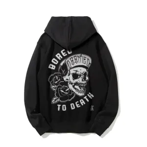 Mens BORED TO DEATH Skull Graphic Hoodies