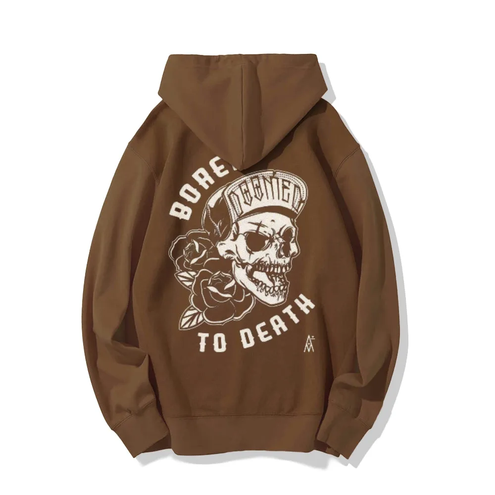 Mens BORED TO DEATH Skull Graphic Hoodies