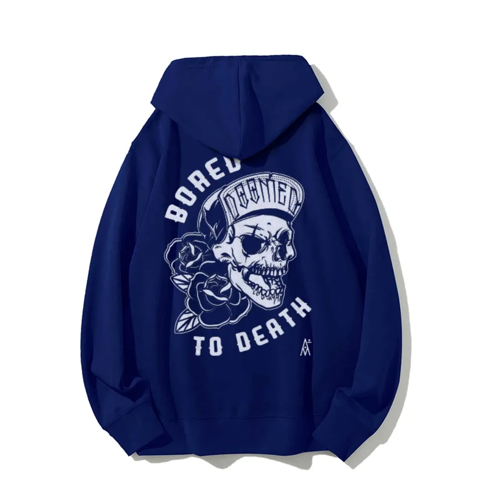 Mens BORED TO DEATH Skull Graphic Hoodies