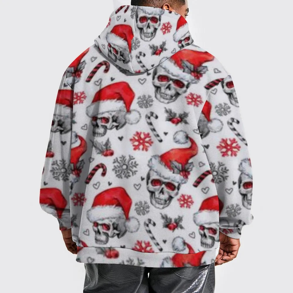 Mens Christmas Festival Hat Graphic Pullover With Kangaroo Pocket Hoodies