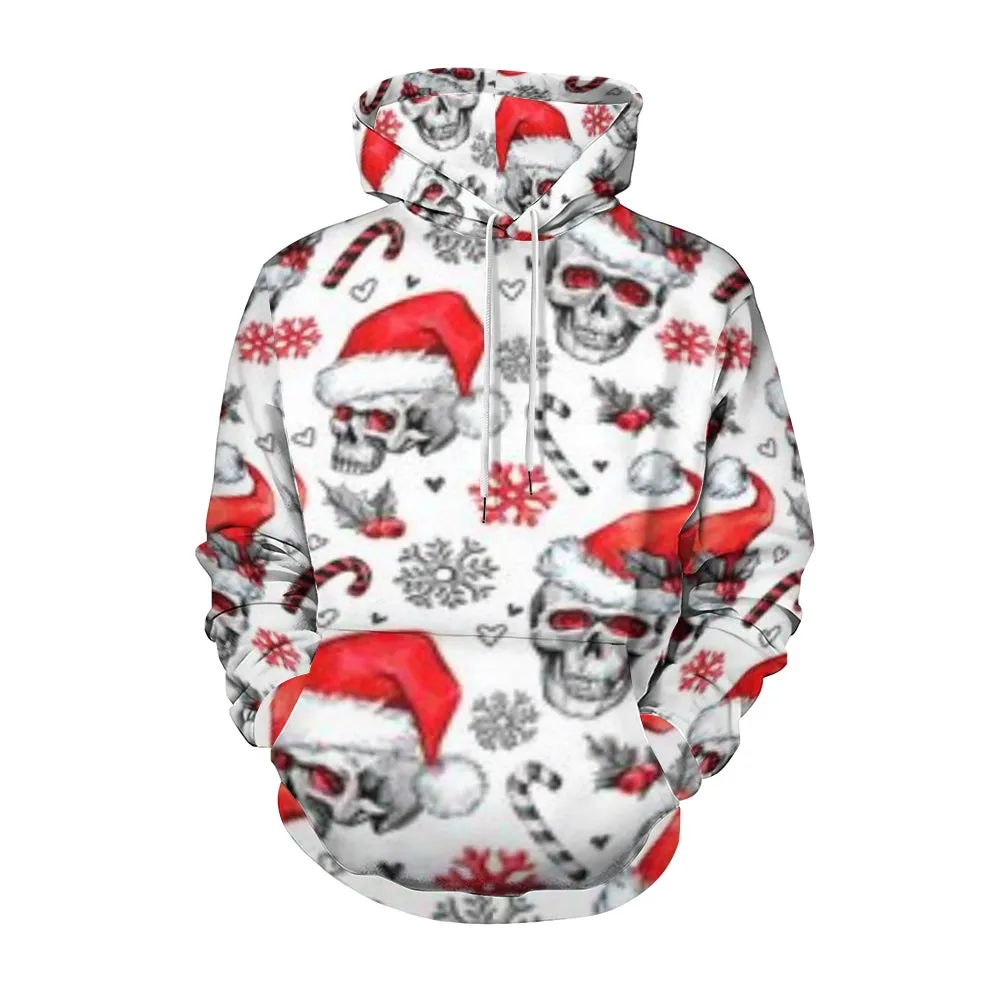 Mens Christmas Festival Hat Graphic Pullover With Kangaroo Pocket Hoodies