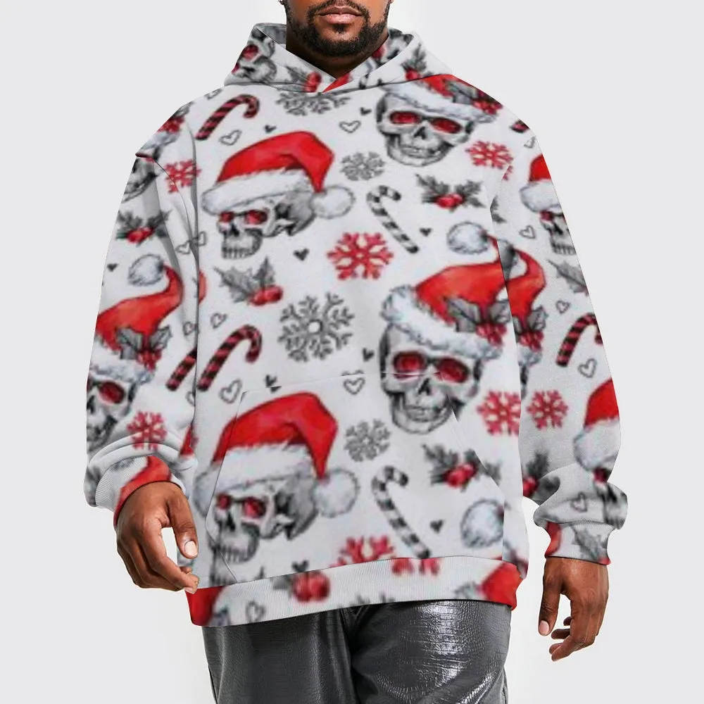 Mens Christmas Festival Hat Graphic Pullover With Kangaroo Pocket Hoodies