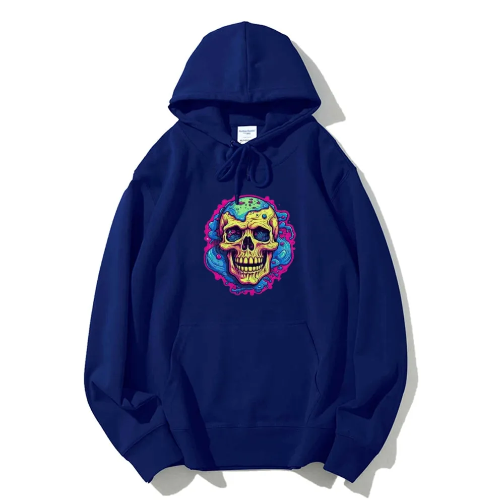 Mens Colorful Cartoon Skull Graphic Hoodies