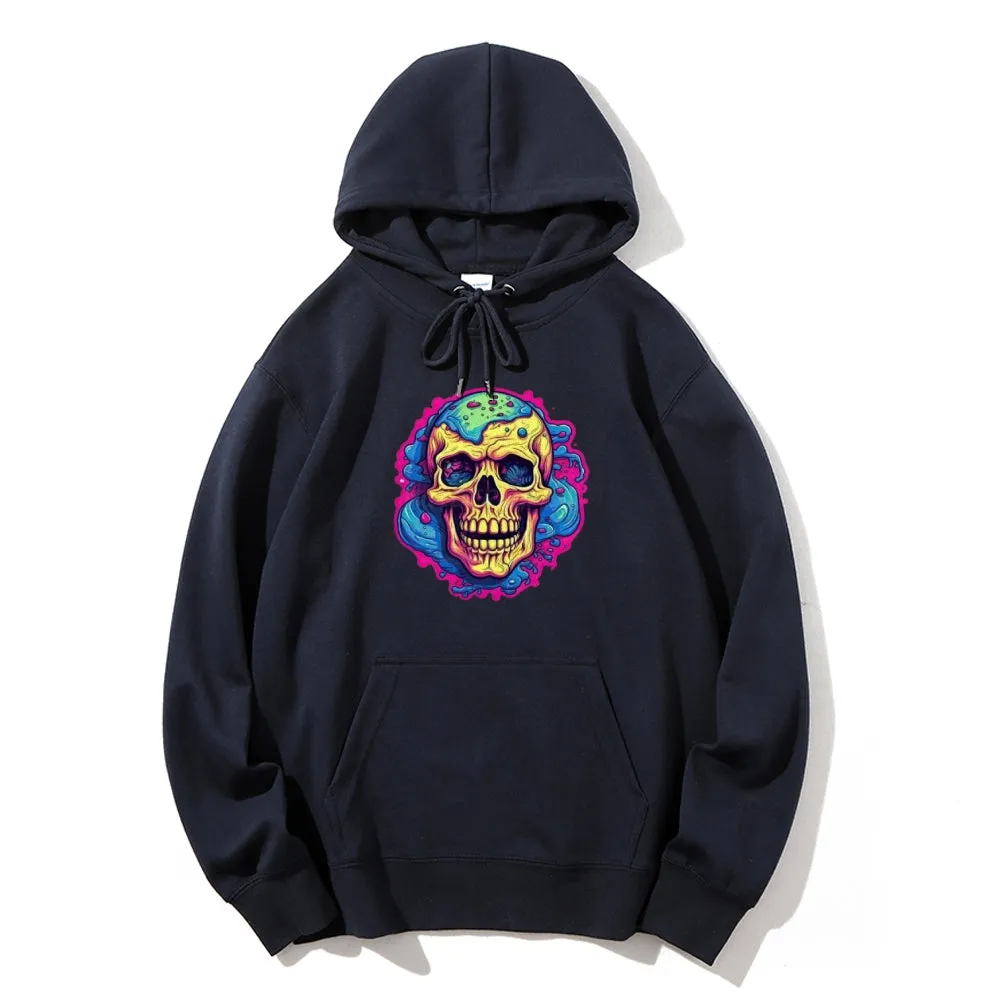 Mens Colorful Cartoon Skull Graphic Hoodies