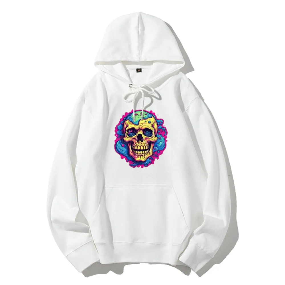 Mens Colorful Cartoon Skull Graphic Hoodies