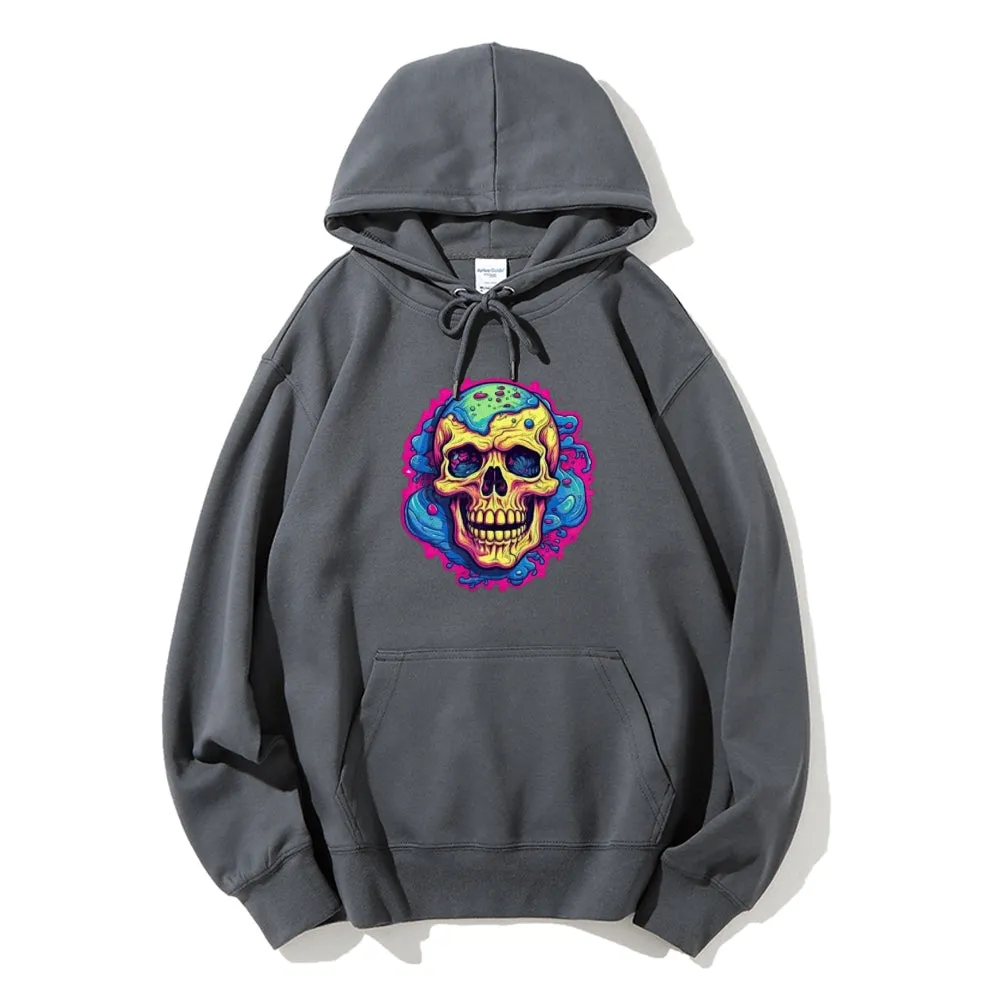 Mens Colorful Cartoon Skull Graphic Hoodies