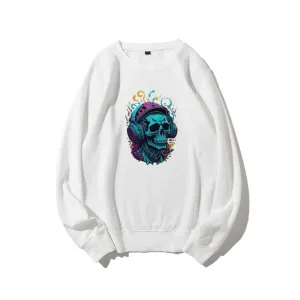 Mens Colorful Skull with Headphones Graphic Sweatshirts