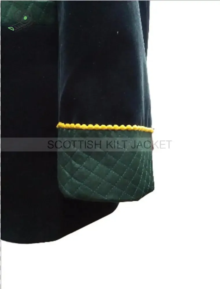 Men's Green Velvet Jacket with Quilting for Evening Events