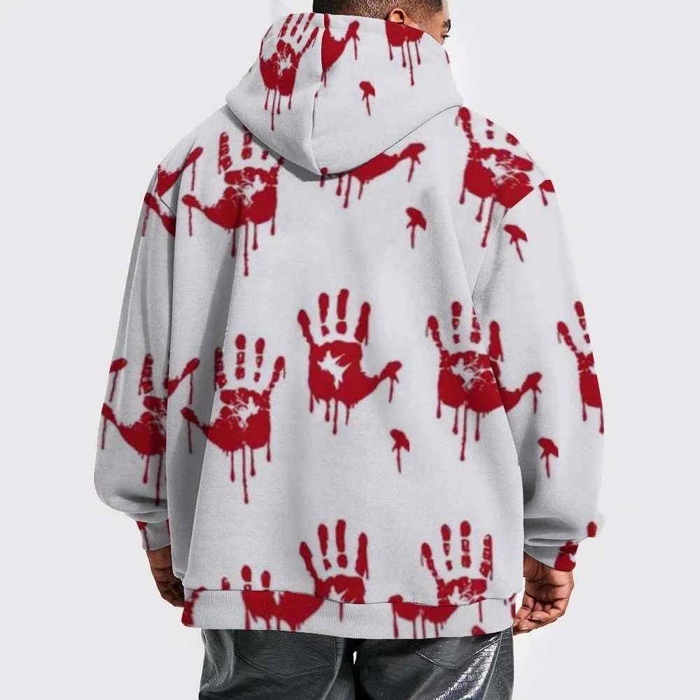 Mens Halloween Blood Hand 3D Print Hoodies