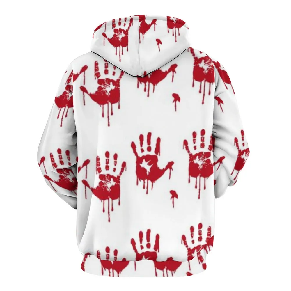 Mens Halloween Blood Hand 3D Print Hoodies