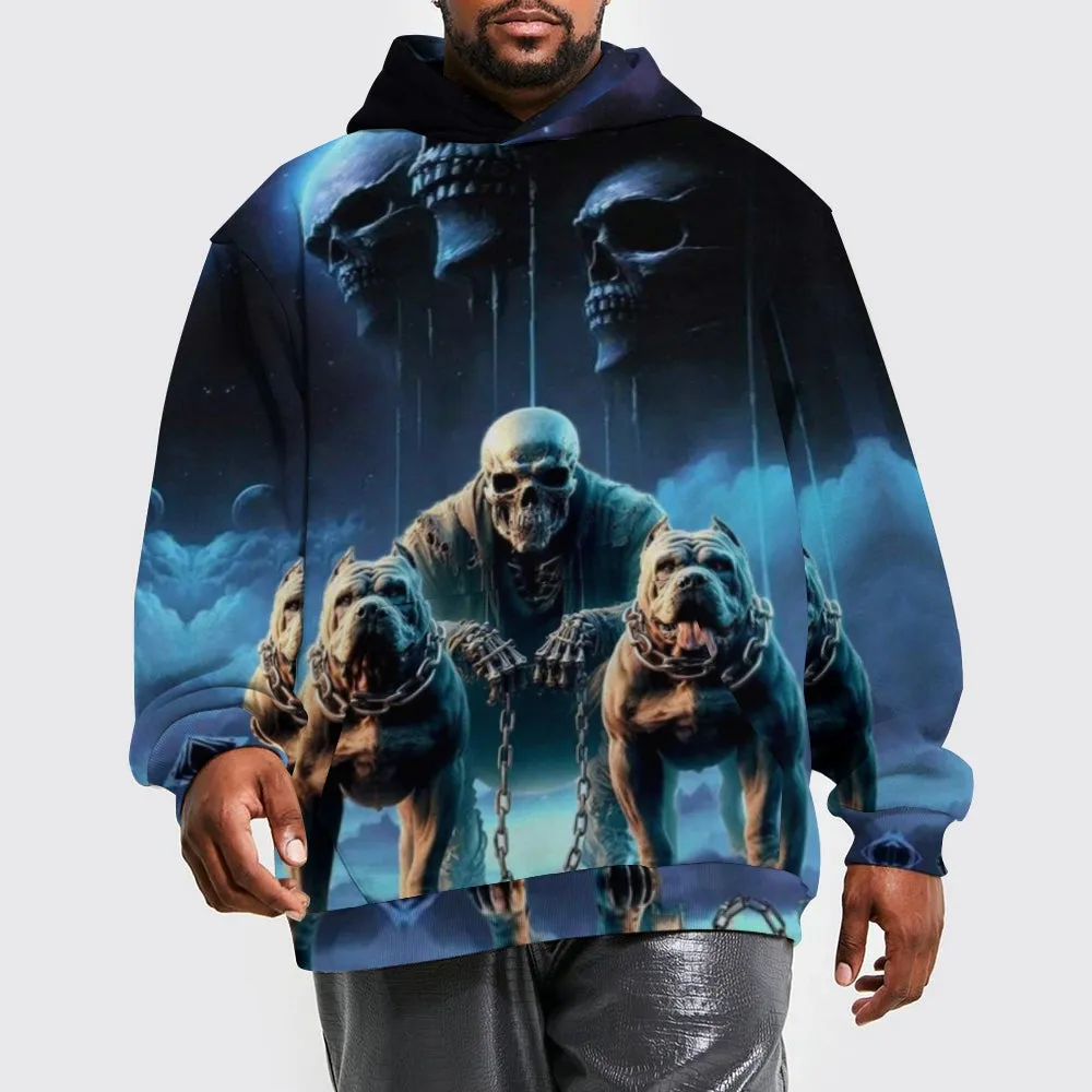 Mens Halloween Reaper with Pitbull Print 3D Print Hoodies