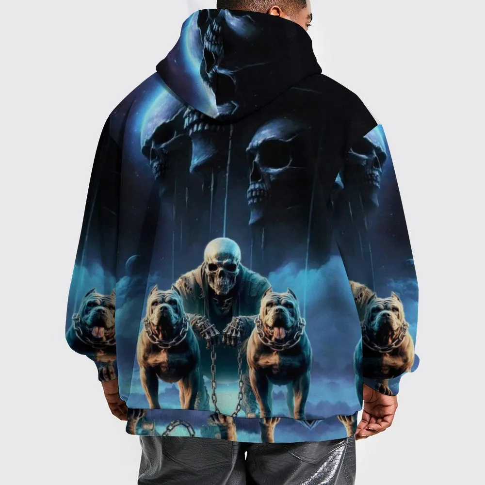 Mens Halloween Reaper with Pitbull Print 3D Print Hoodies