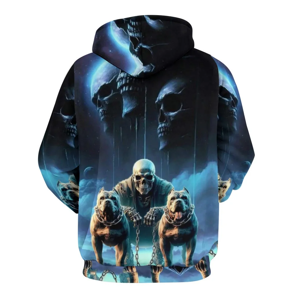 Mens Halloween Reaper with Pitbull Print 3D Print Hoodies