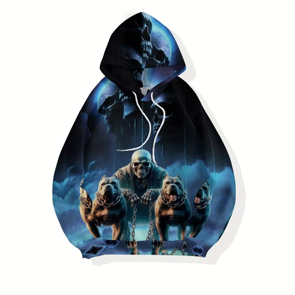 Mens Halloween Reaper with Pitbull Print 3D Print Hoodies