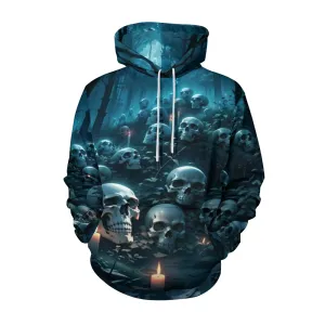 Mens Halloween Skull in Forest 3D Print Hoodies