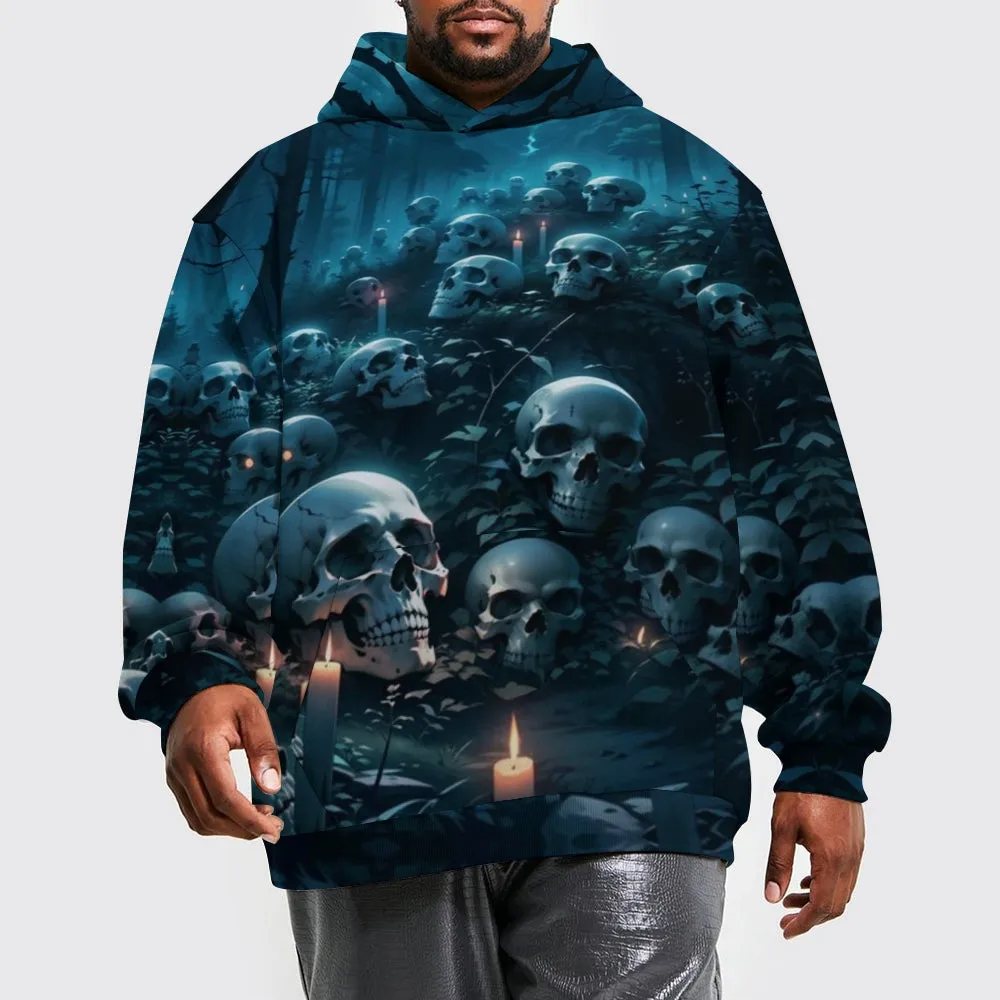 Mens Halloween Skull in Forest 3D Print Hoodies