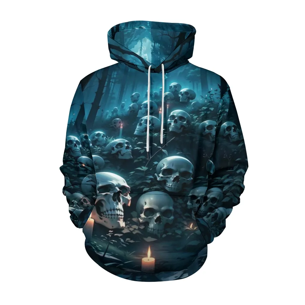 Mens Halloween Skull in Forest 3D Print Hoodies