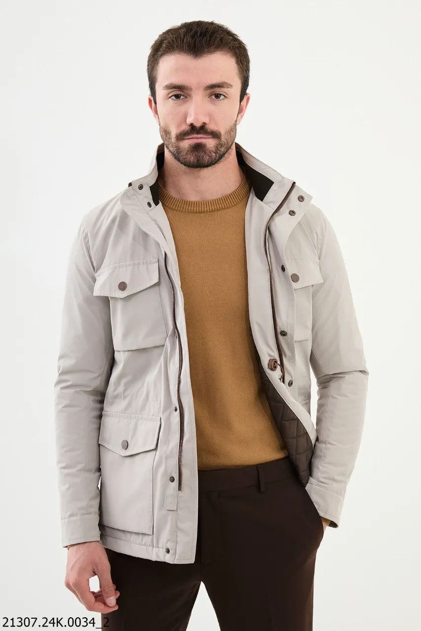 Men's Light Beige Utility Field Jacket