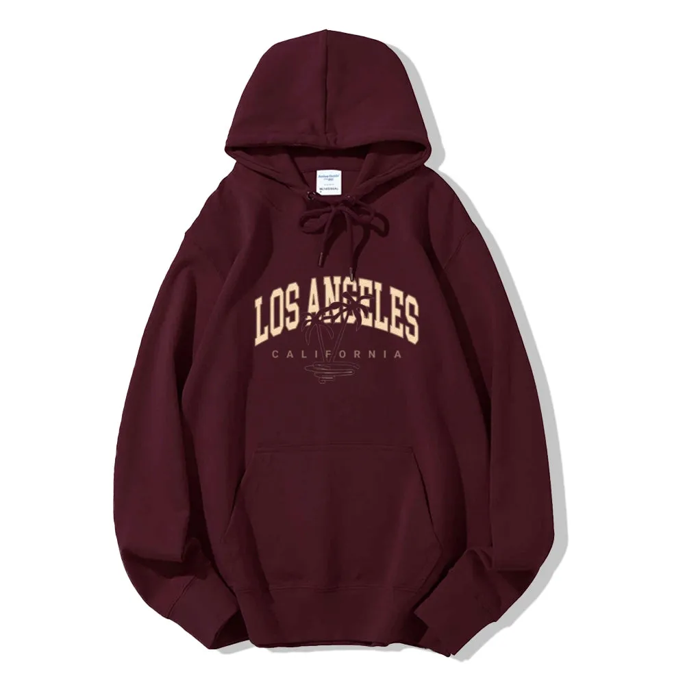 Mens Los Angeles City Letter Graphic Pullover Hoodies