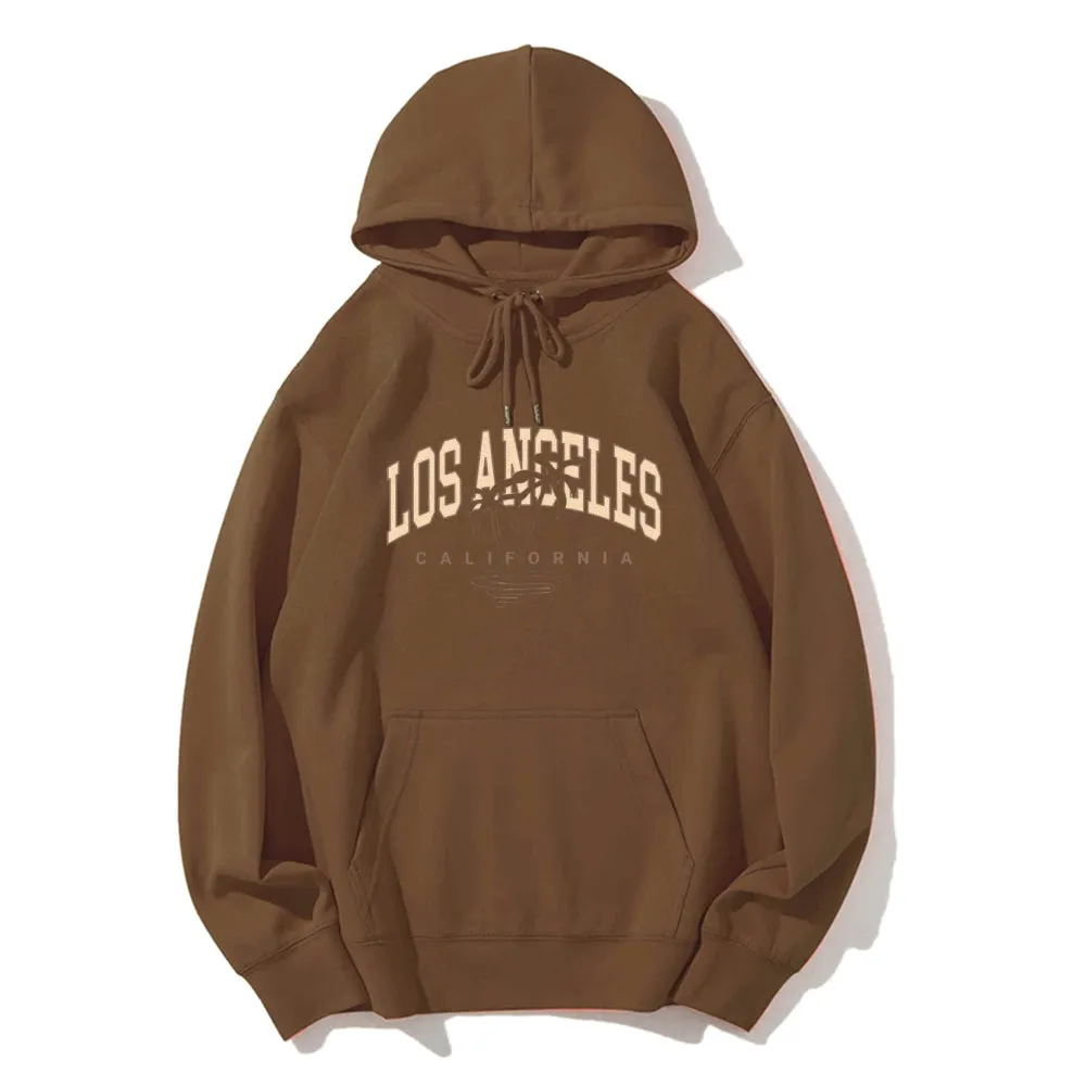 Mens Los Angeles City Letter Graphic Pullover Hoodies